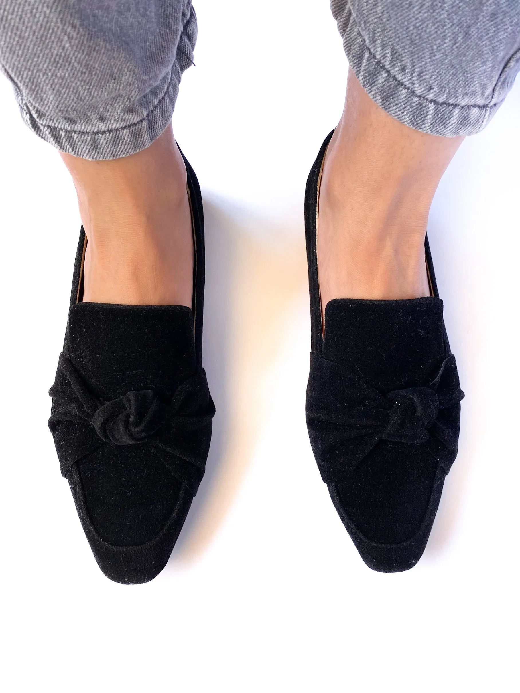 Black Square Toe Knot Loafers