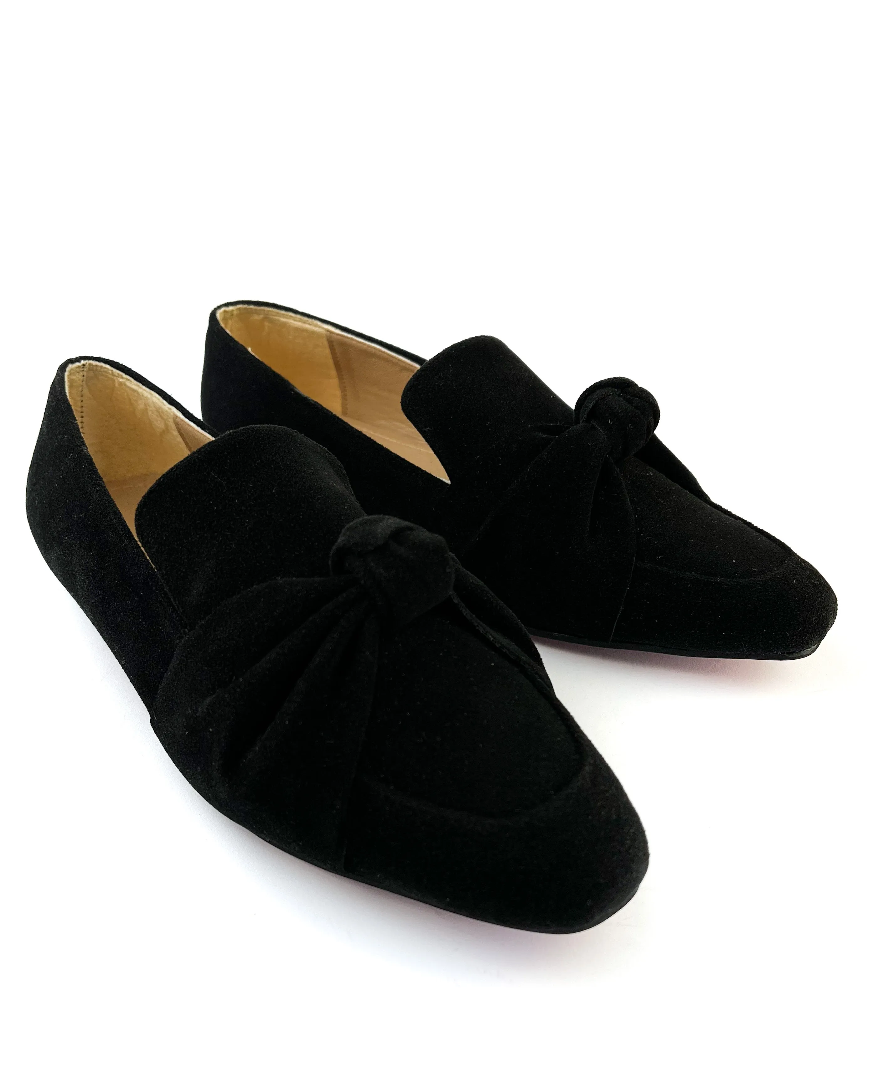 Black Square Toe Knot Loafers
