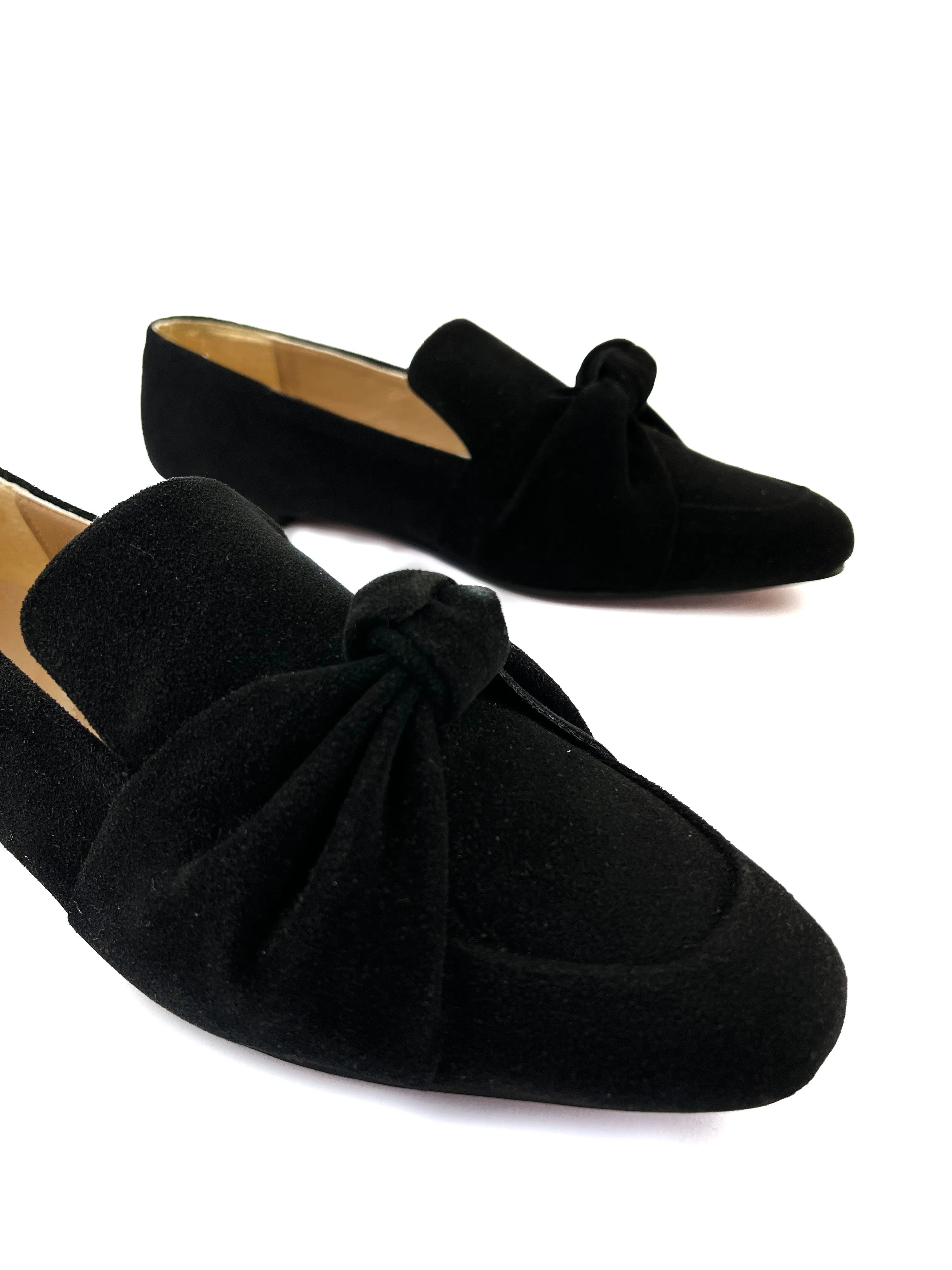 Black Square Toe Knot Loafers