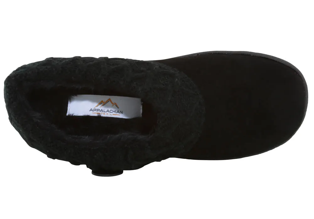 Clarks Appalachian Aztec Trail Ellen Sweater Black Clog Rounded Toe Spring Mule