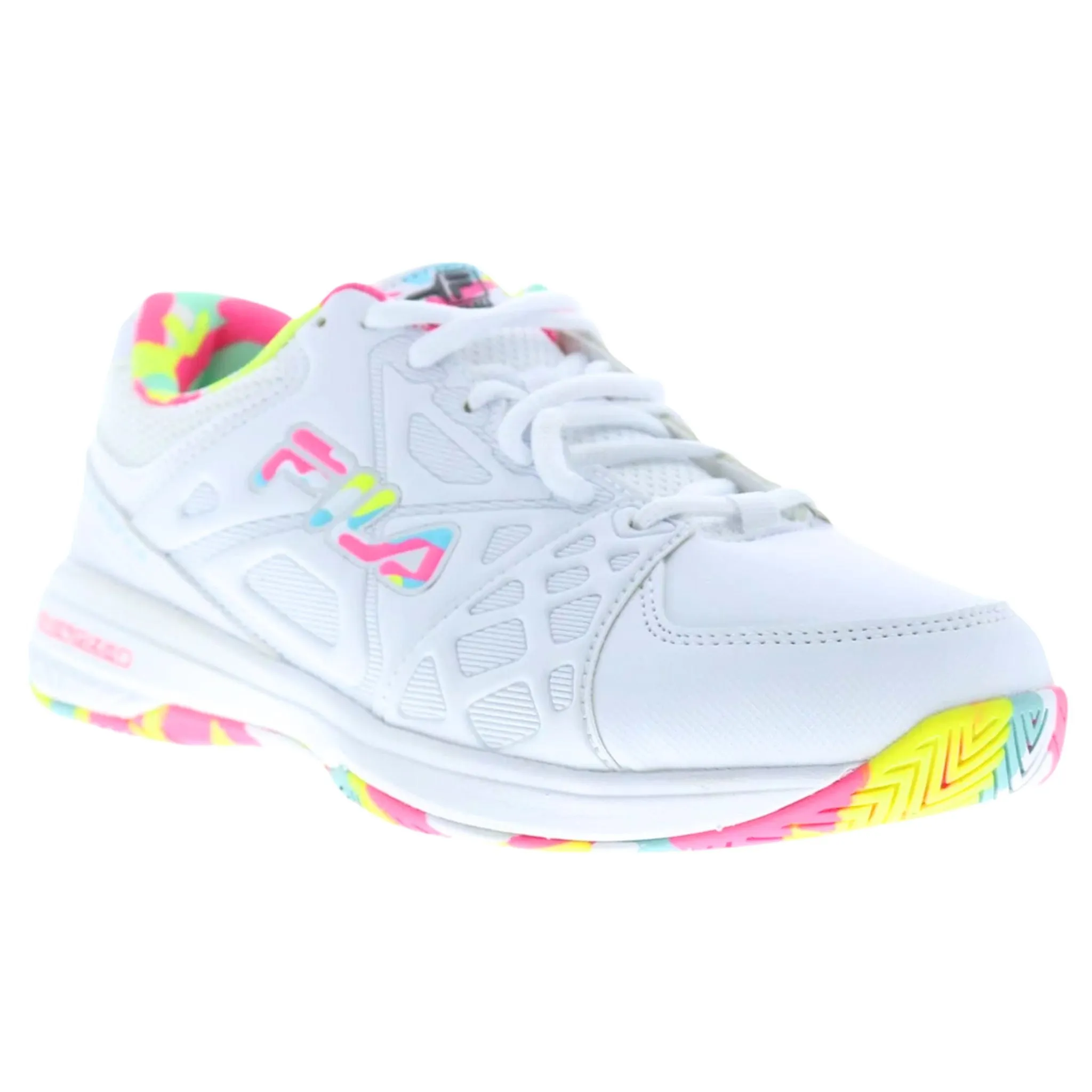 Fila Women's 5PM00605 199 Double Bounce 3 White Multi Pickleball Shoes