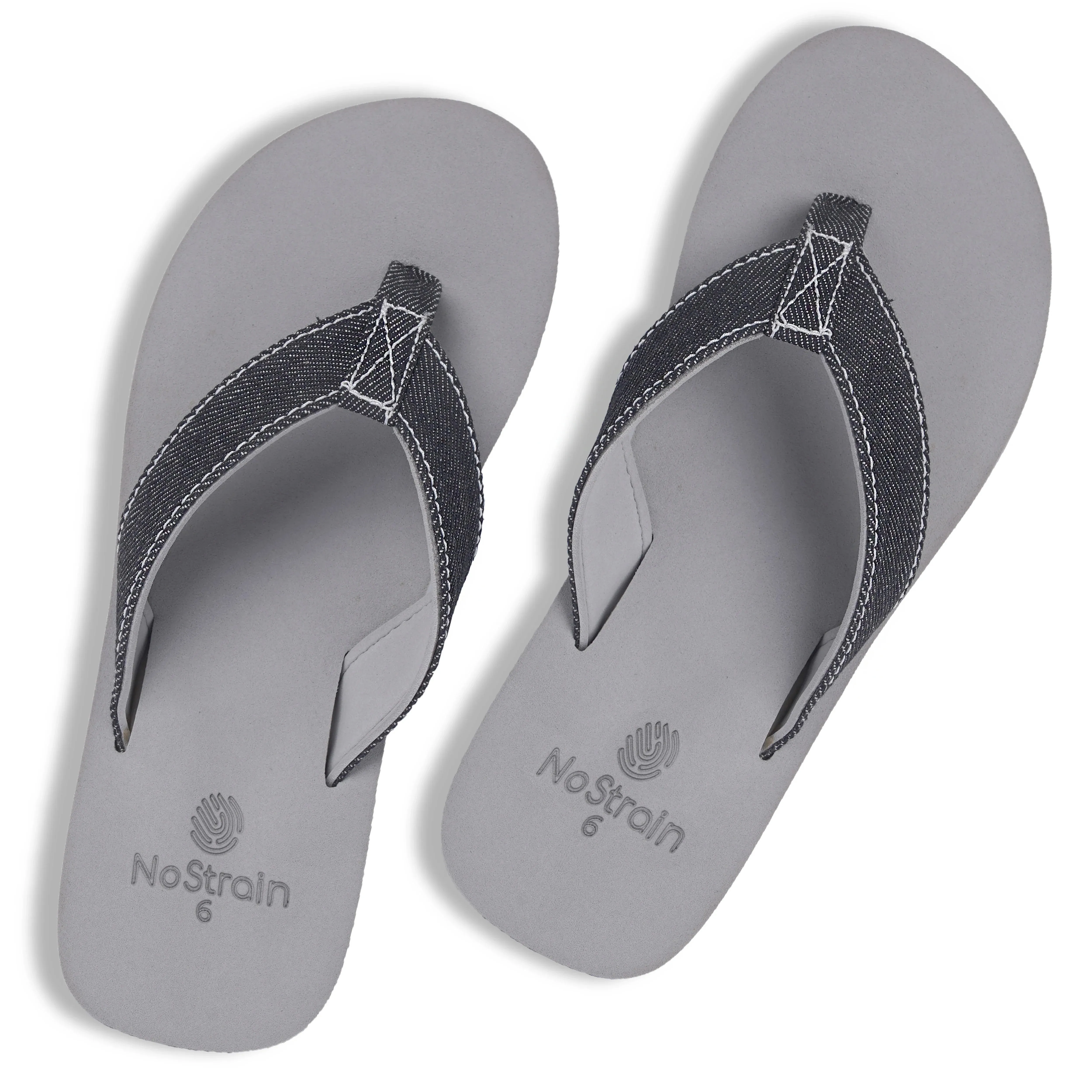 Men’s Light Grey Denim Arch Slippers – Ultra-Light, Arch Support and Washable Comfort
