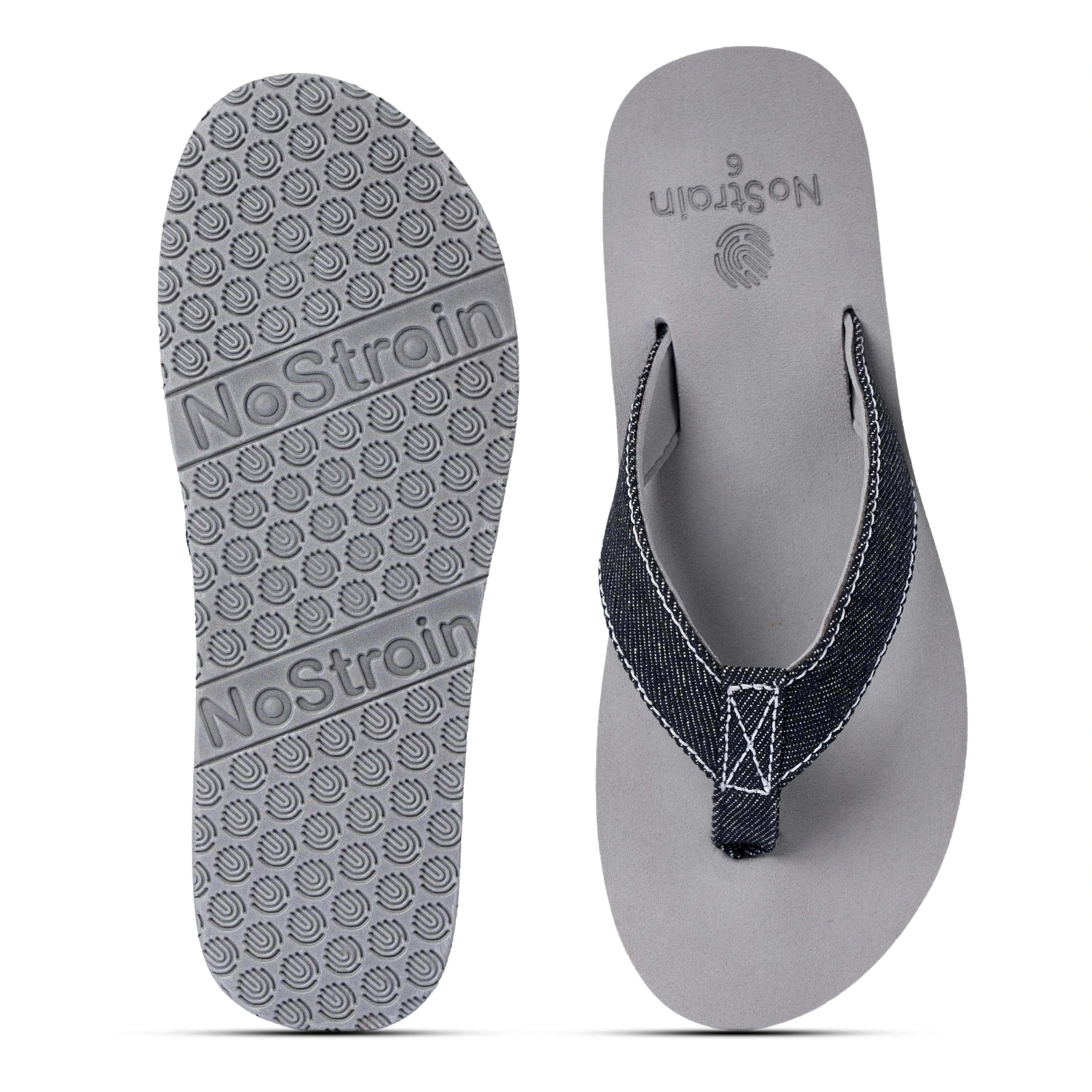 Men’s Light Grey Denim Arch Slippers – Ultra-Light, Arch Support and Washable Comfort