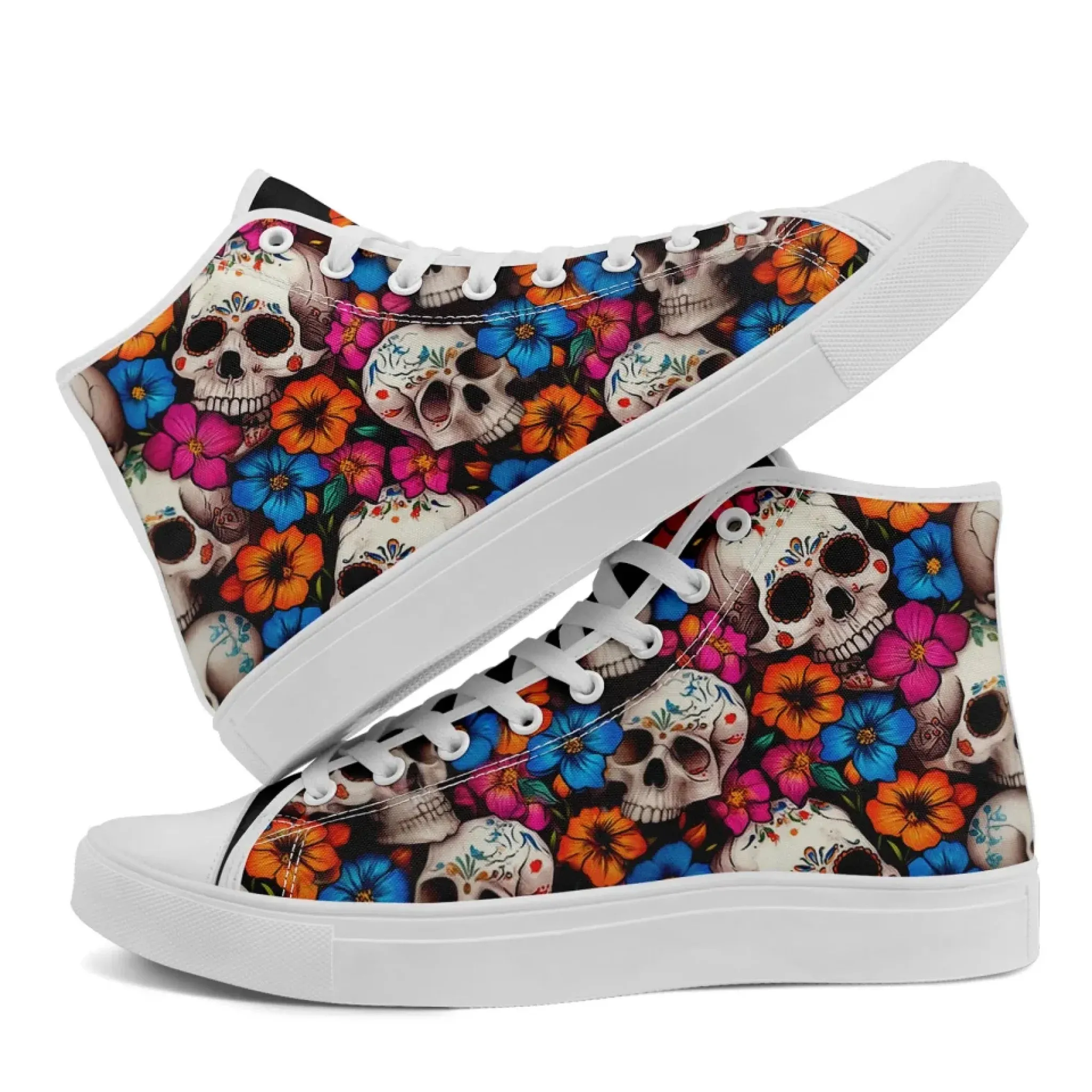 Personalized Gothic Sneakers, Custom Skull Fashion Shoes, Stylish High Top Shoes