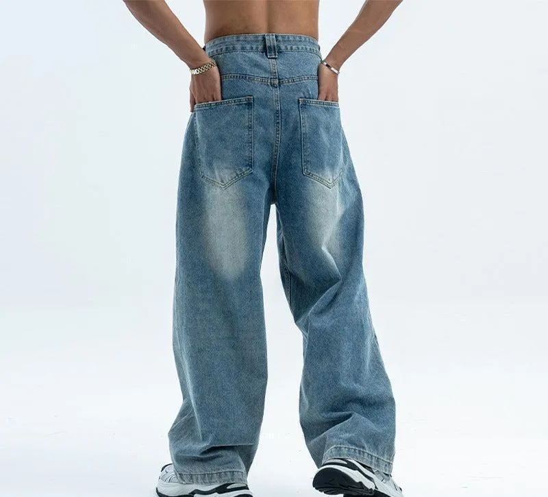 Retro Summer Jeans Loose Wide Leg Jeans for Men - Casual and Comfortable Denim Pants