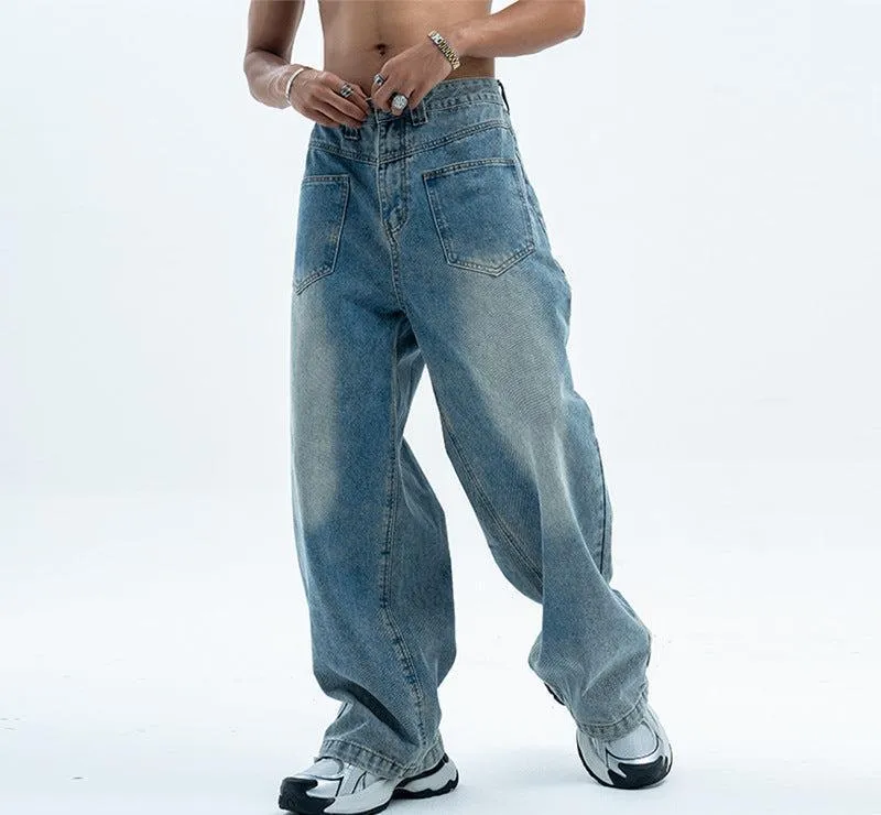 Retro Summer Jeans Loose Wide Leg Jeans for Men - Casual and Comfortable Denim Pants