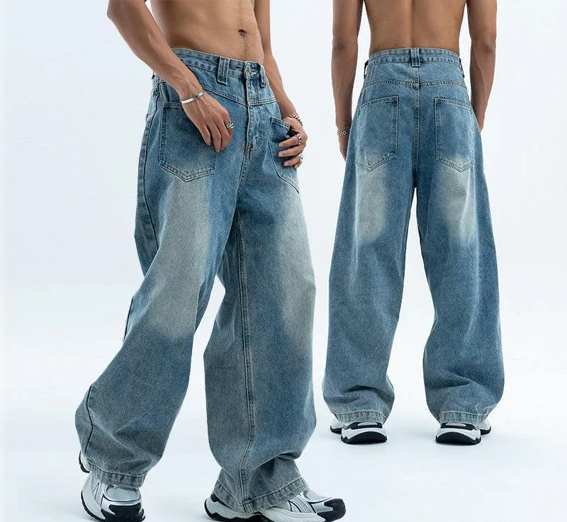 Retro Summer Jeans Loose Wide Leg Jeans for Men - Casual and Comfortable Denim Pants