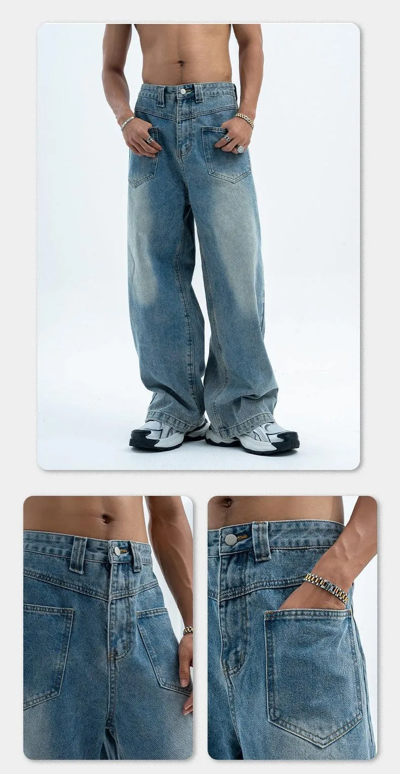 Retro Summer Jeans Loose Wide Leg Jeans for Men - Casual and Comfortable Denim Pants