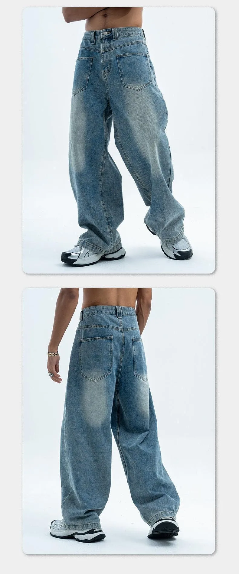 Retro Summer Jeans Loose Wide Leg Jeans for Men - Casual and Comfortable Denim Pants