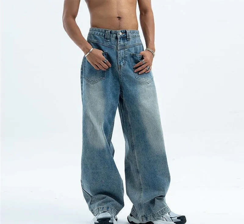 Retro Summer Jeans Loose Wide Leg Jeans for Men - Casual and Comfortable Denim Pants