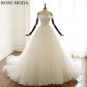 Rosemoda Beaded Ruched Ball Gown Wedding Dress
