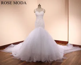 Rosemoda Luxury Beaded Lace Mermaid Wedding Dress with Royal Train