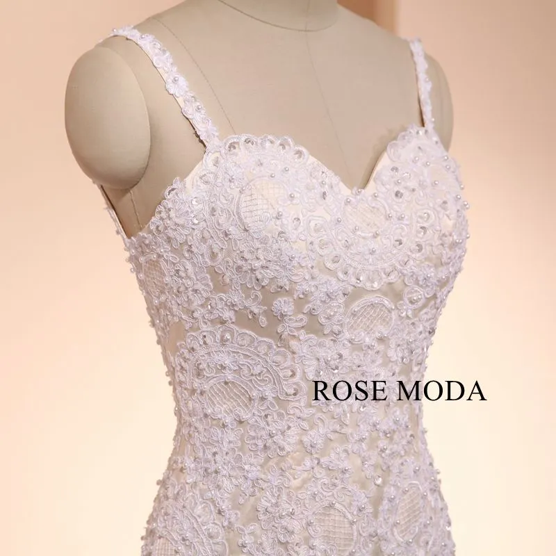 Rosemoda Luxury Beaded Lace Mermaid Wedding Dress with Royal Train