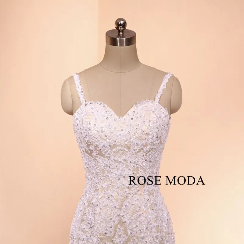 Rosemoda Luxury Beaded Lace Mermaid Wedding Dress with Royal Train
