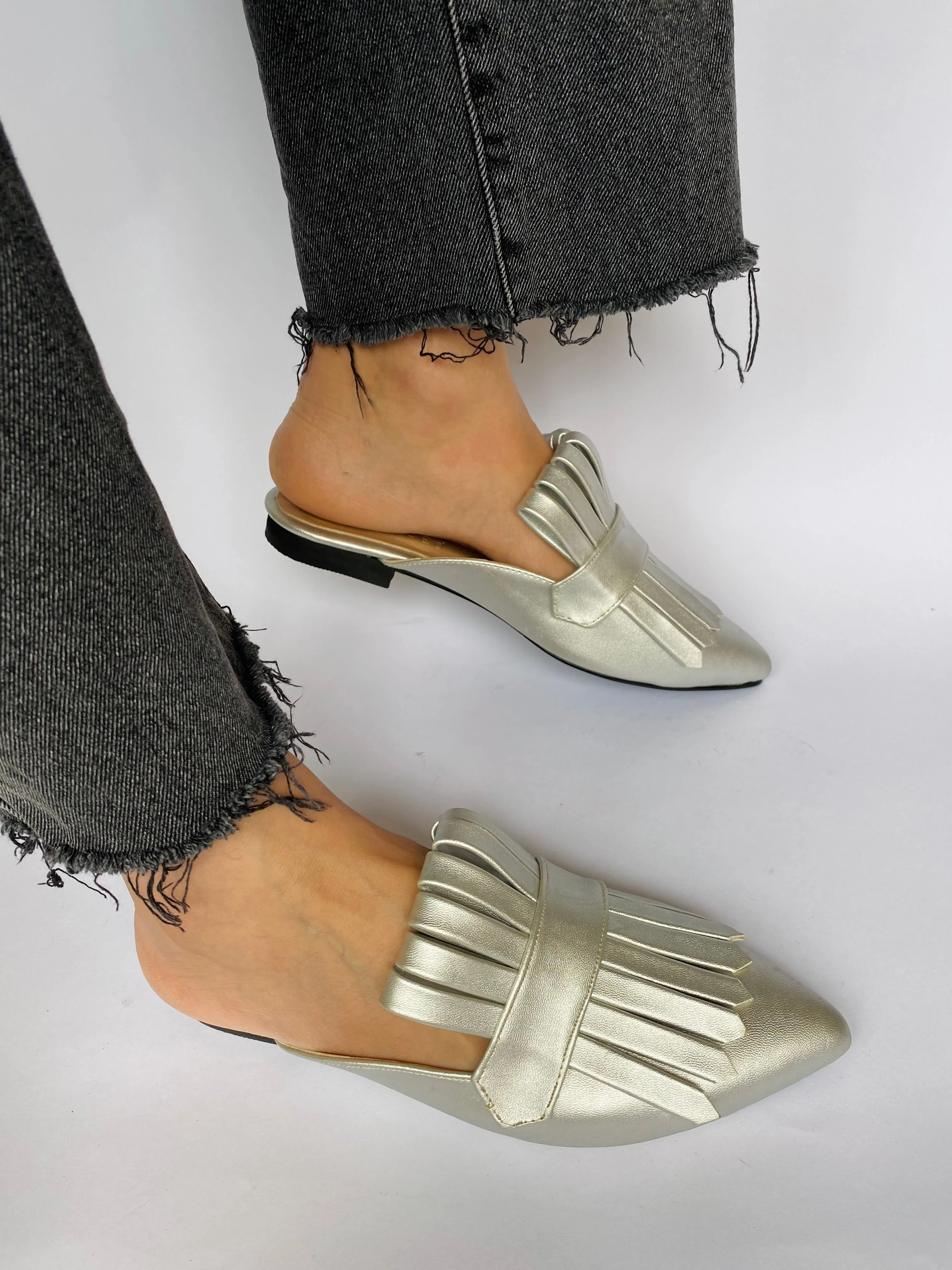 Silver Met Gala Mules