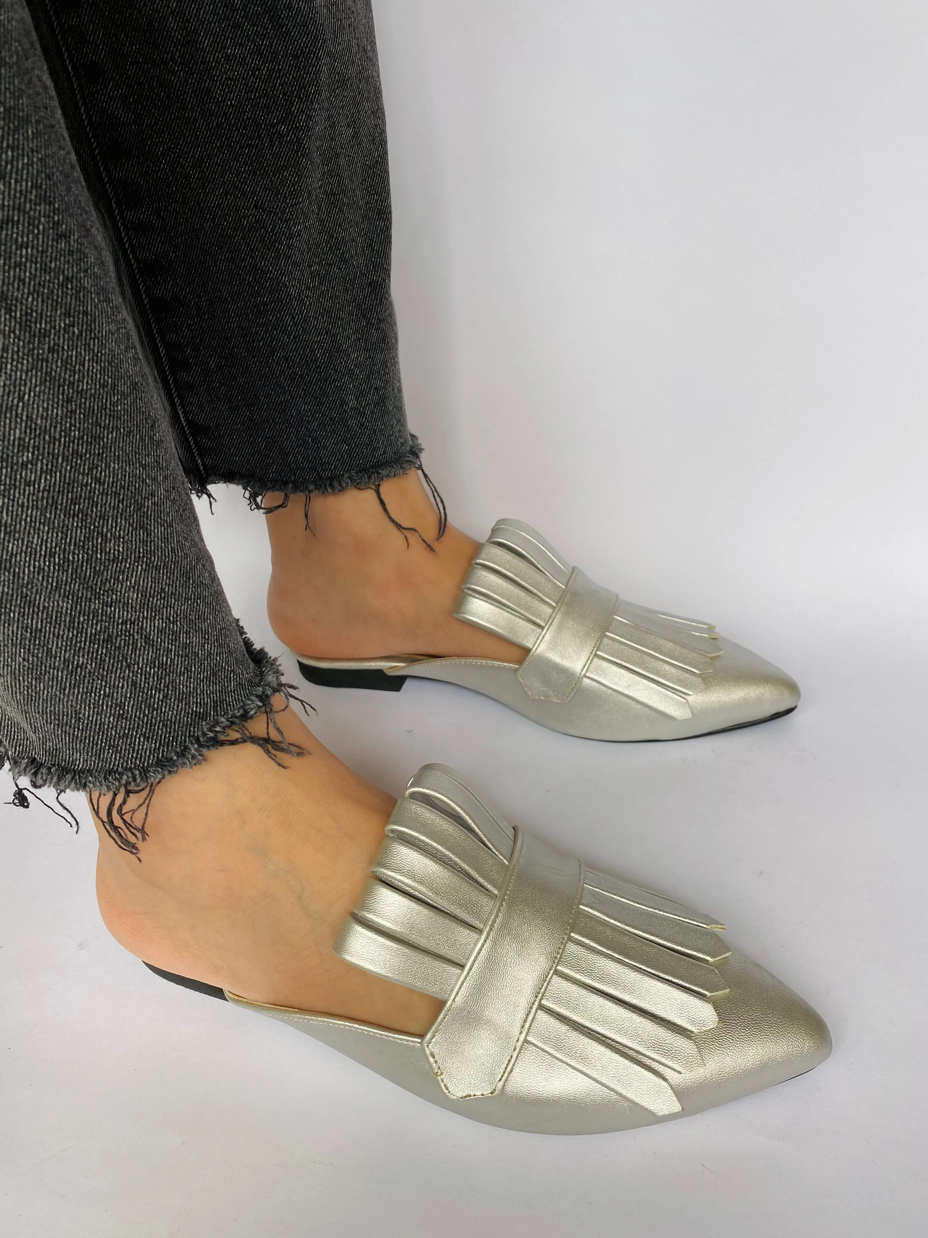 Silver Met Gala Mules