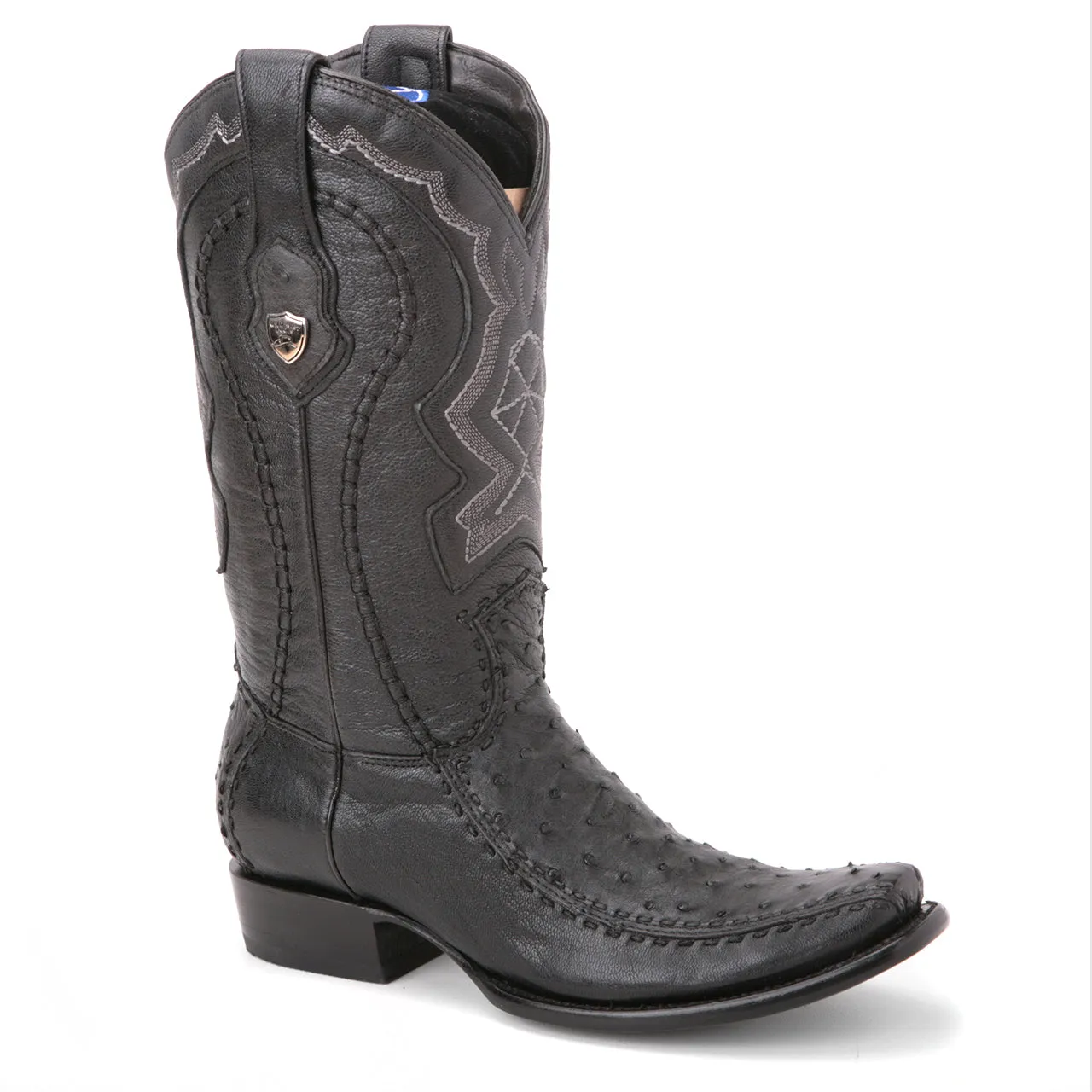 Wild West Black Genuine Ostrich & Leather Boots